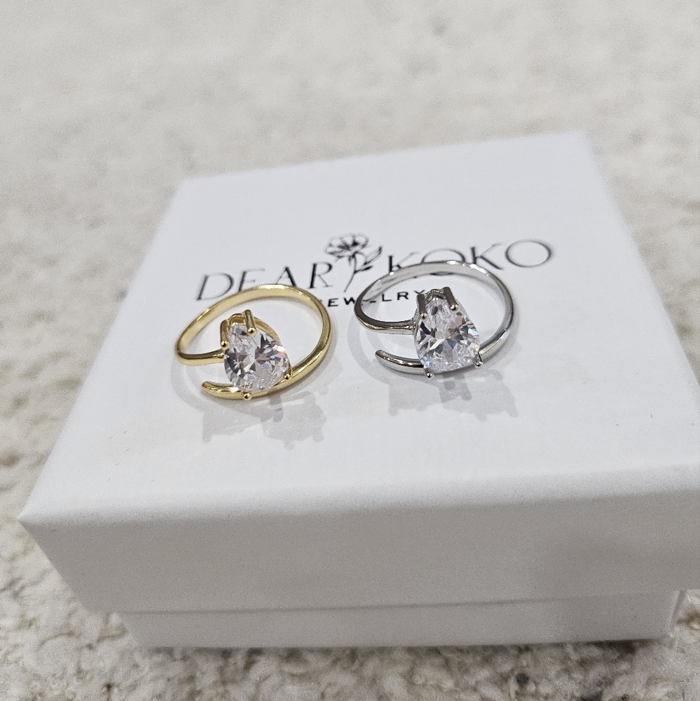 Pearl Cut Adjustable Crystal Ring